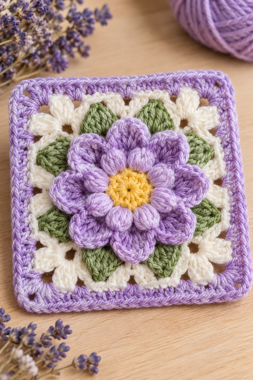 The Lavender Blossom Granny Square — crochet flower granny square pattern