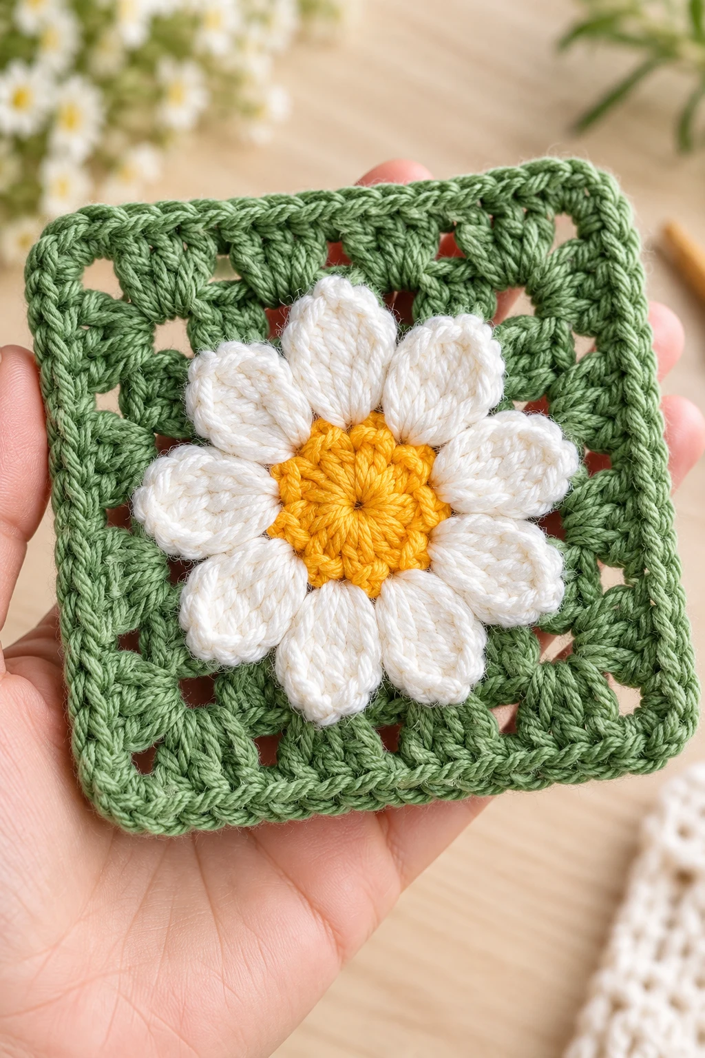The Classic Daisy Flower Granny Square — crochet flower granny square pattern