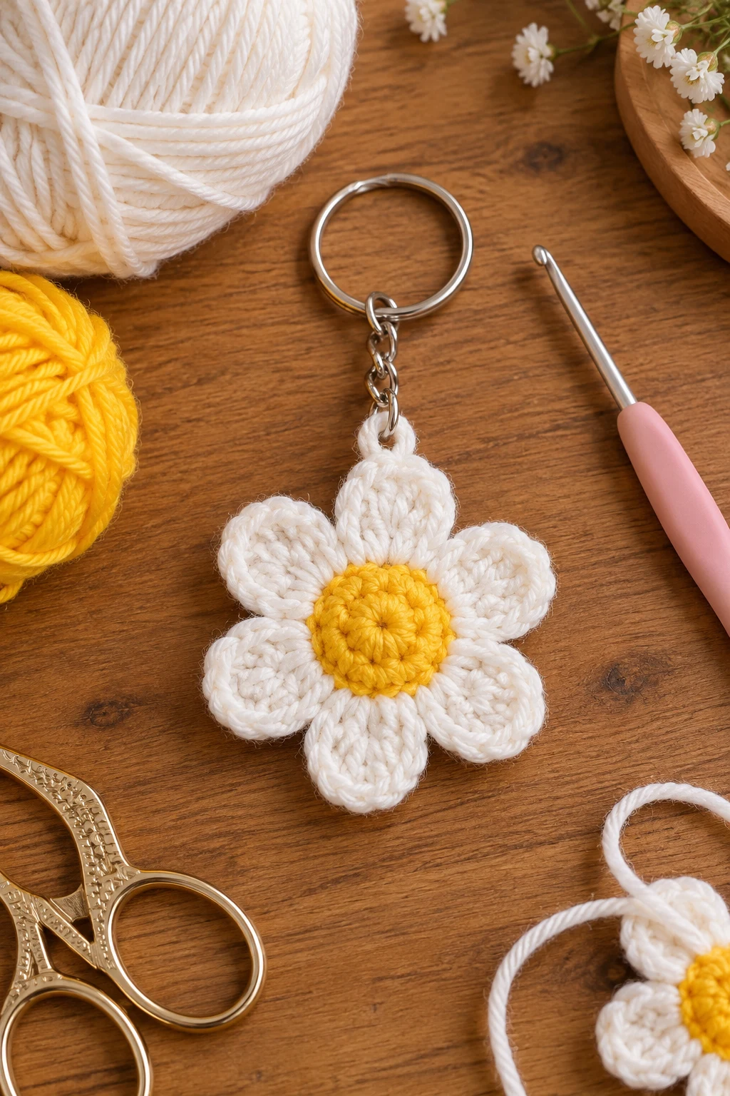 crochet flower keychain tutorial — Outfit 1 — crochet flower keychain tutorial style outfit