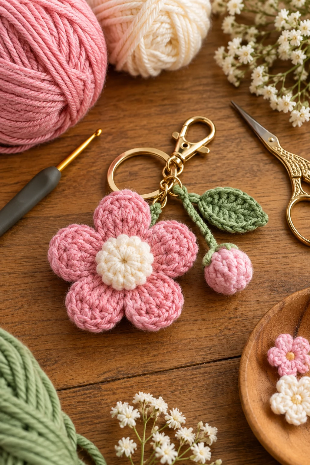 crochet flower keychain tutorial — Outfit 2 — crochet flower keychain tutorial style outfit