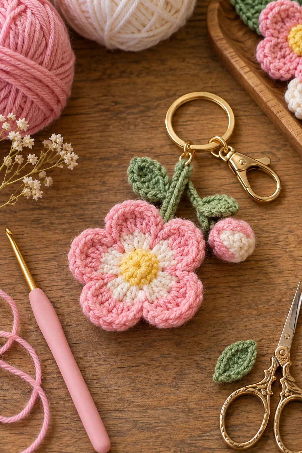 crochet flower keychain tutorial — Outfit 3 — crochet flower keychain tutorial style outfit