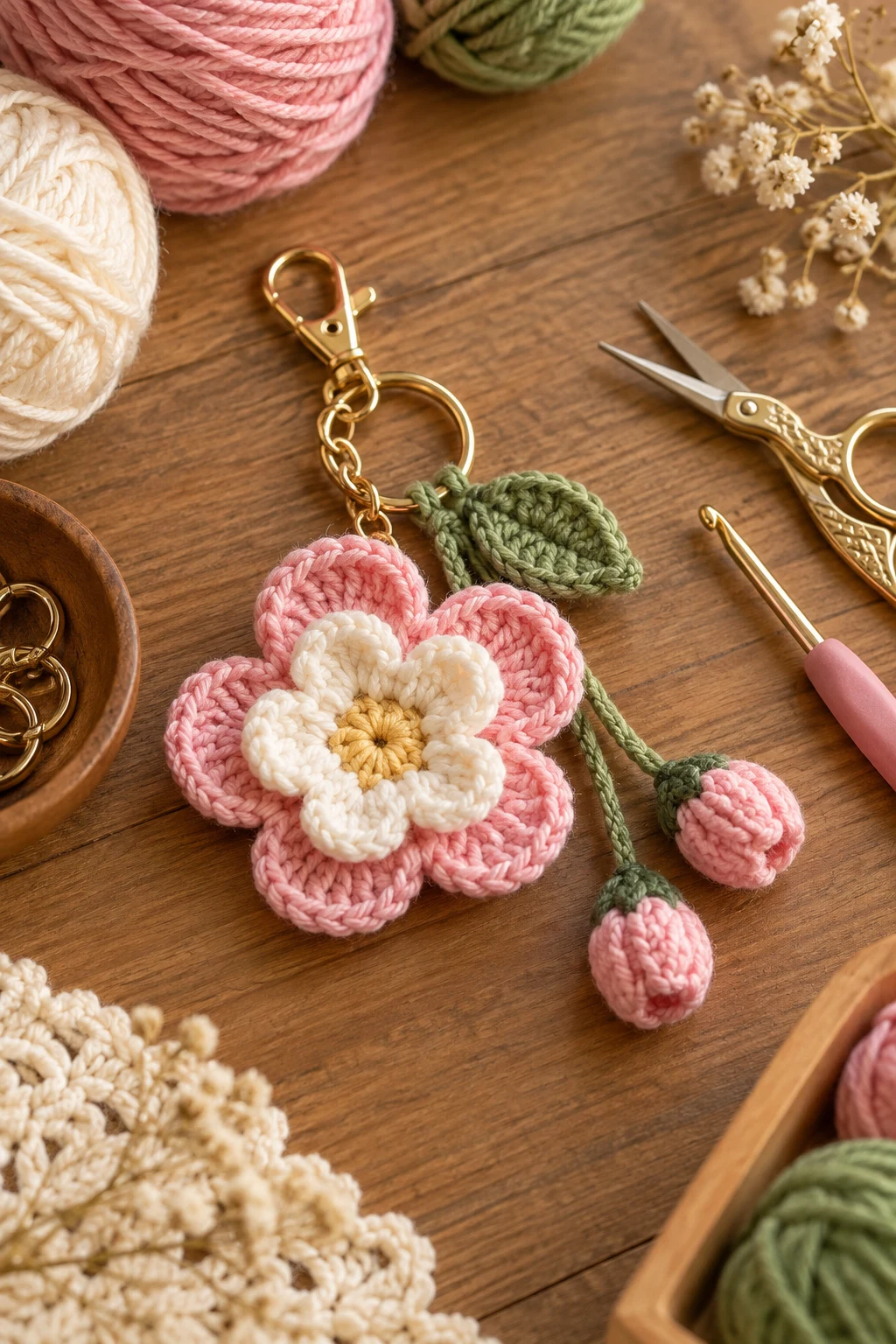 crochet flower keychain tutorial — Outfit 4 — crochet flower keychain tutorial style outfit