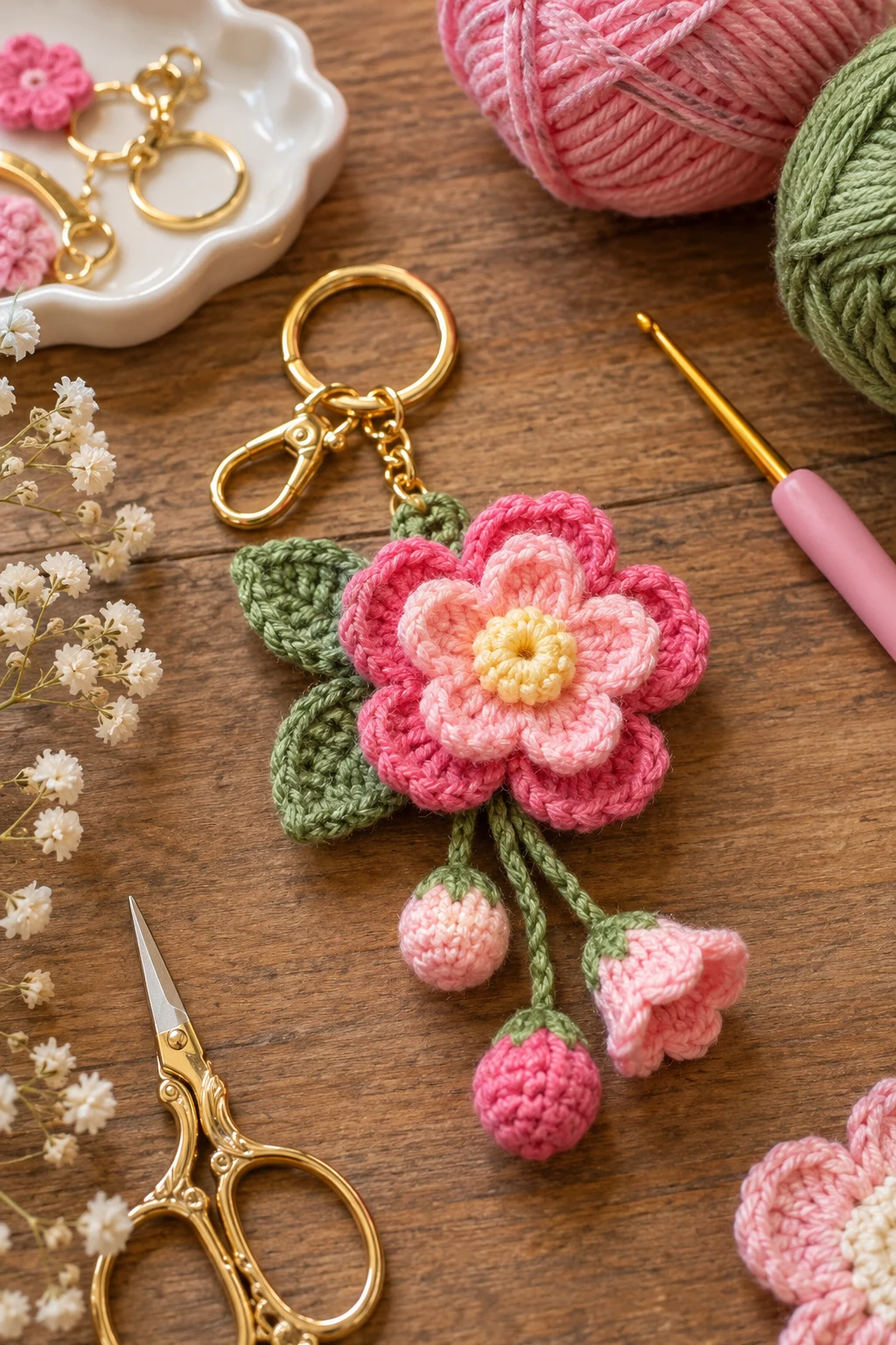 crochet flower keychain tutorial — Outfit 6 — crochet flower keychain tutorial style outfit