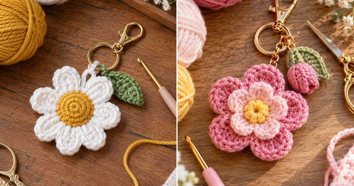 Crochet flower keychain with yarn: 15 Perfect DIY crochet flower keychain with yarn
