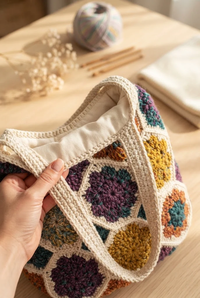 The African Flower Bohemian Carryall — crochet flower tote bag
