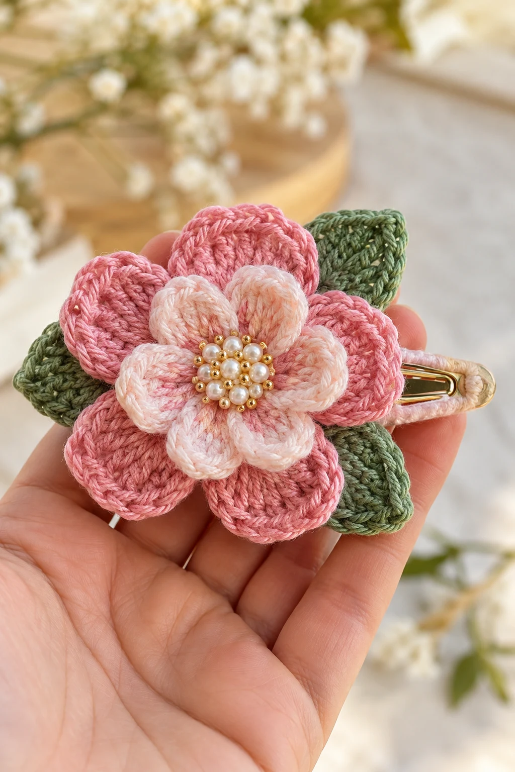 Crochet Flower Hair Clip — crochet flower tutorial style outfit