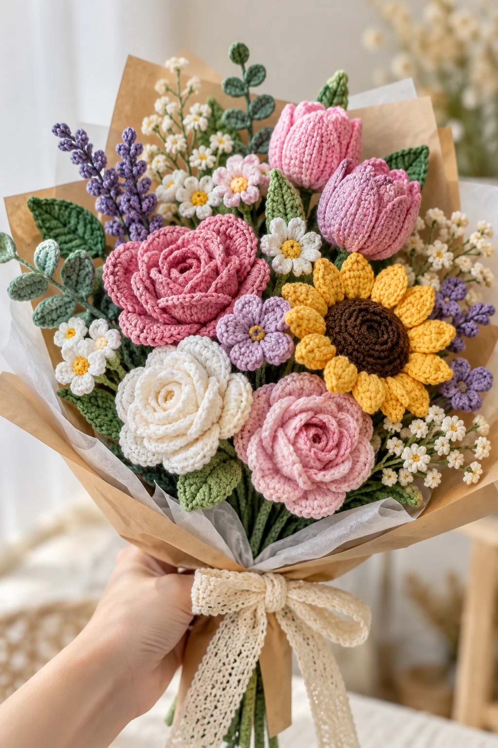 Crochet Flower Bouquet for Gifts — crochet flower tutorial style outfit