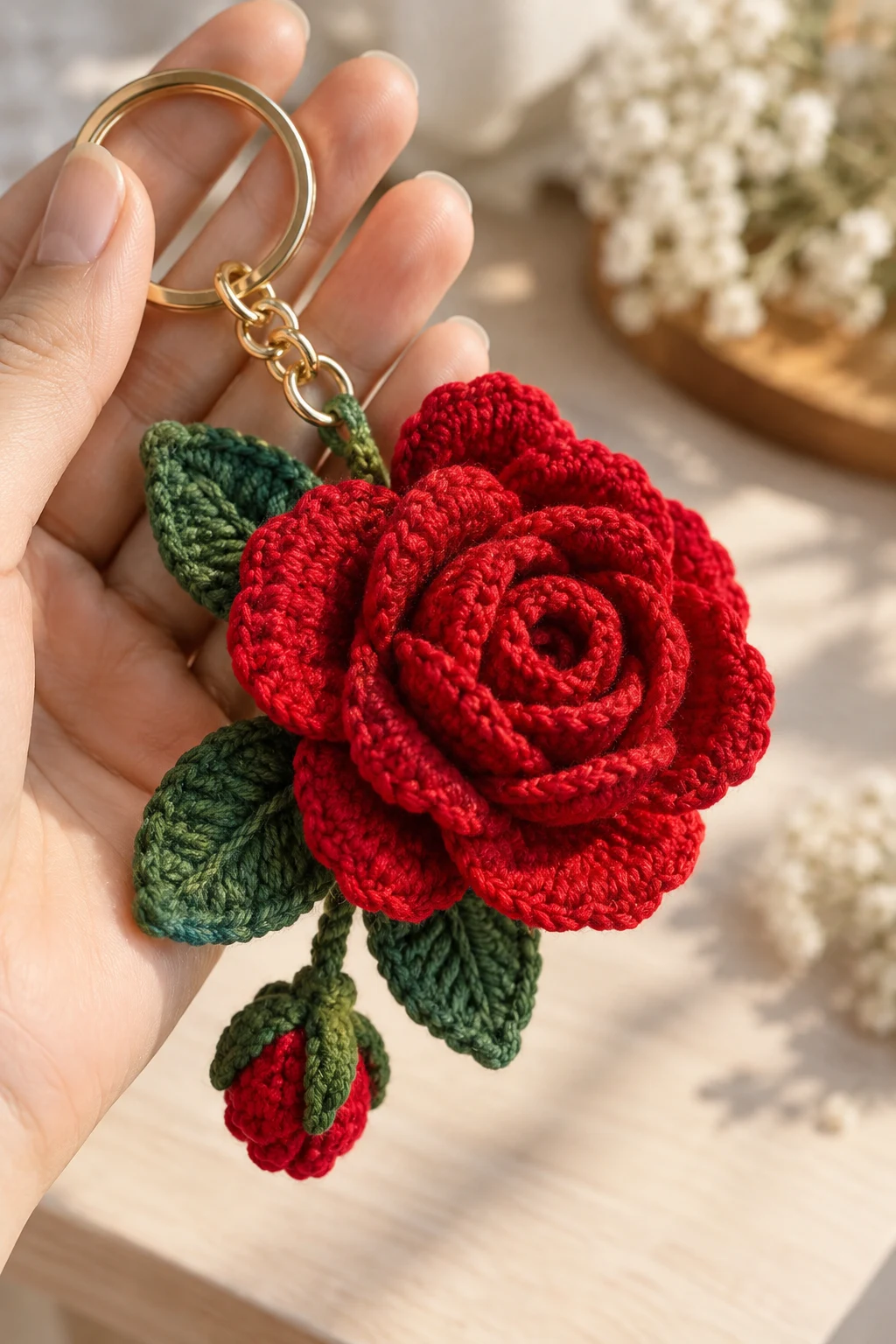 Romantic Red Crochet Rose — crochet flower tutorial style outfit