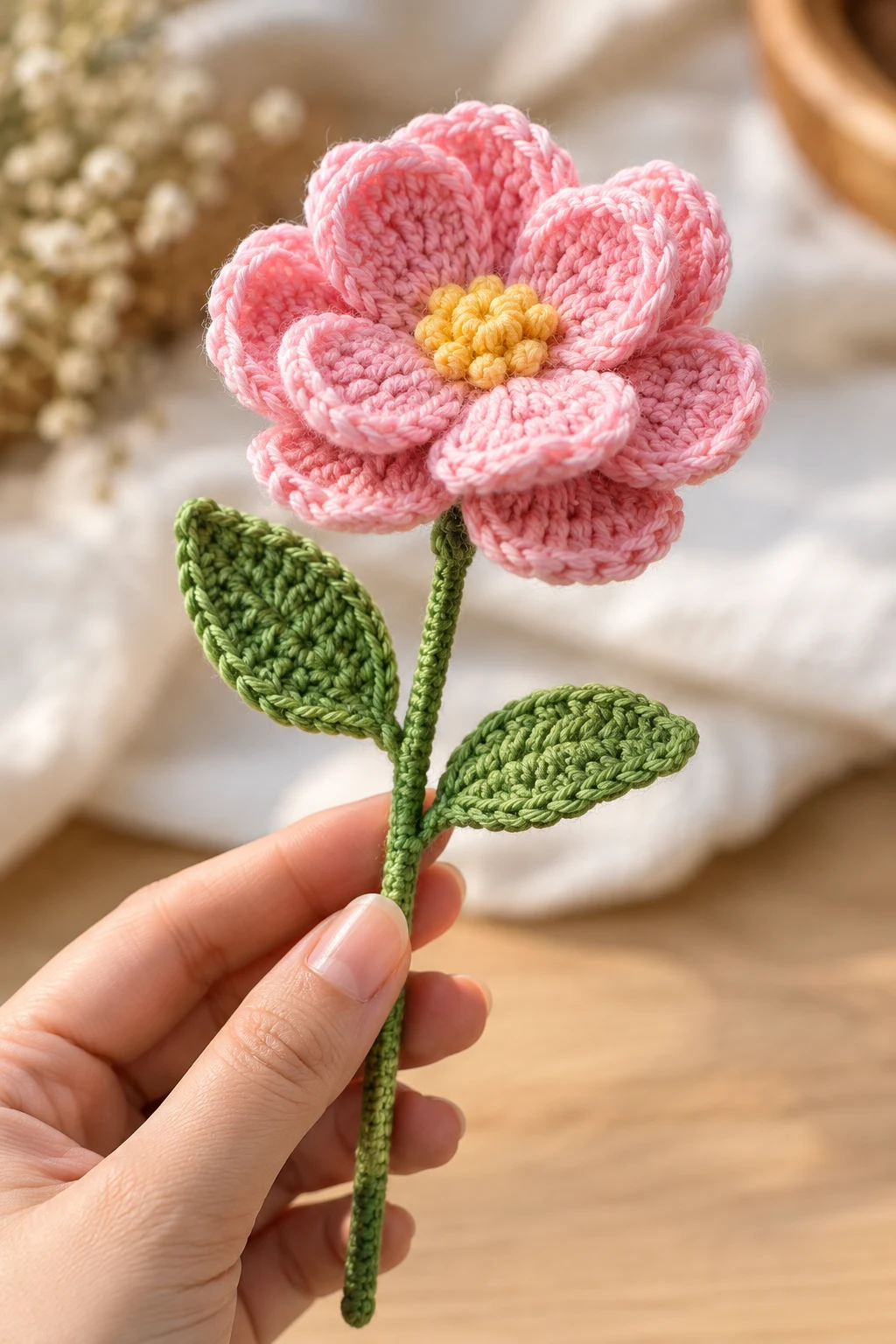 Crochet Flower With a Stem — crochet flower tutorial style outfit
