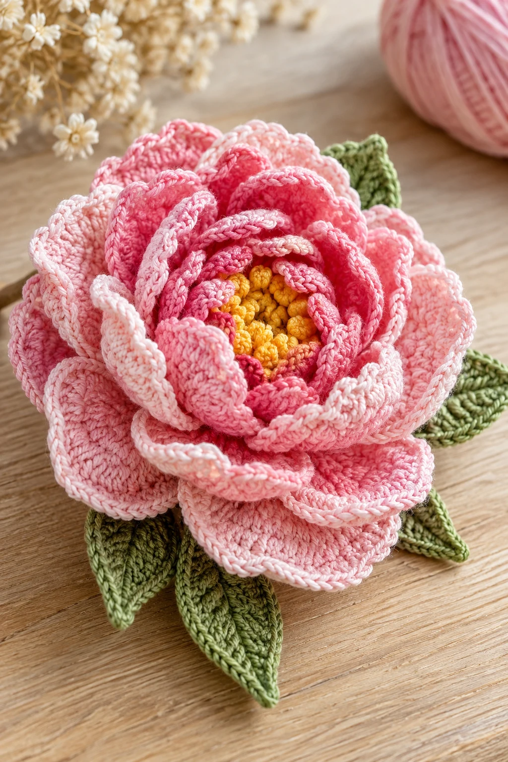 Layered Crochet Peony — crochet flower tutorial style outfit