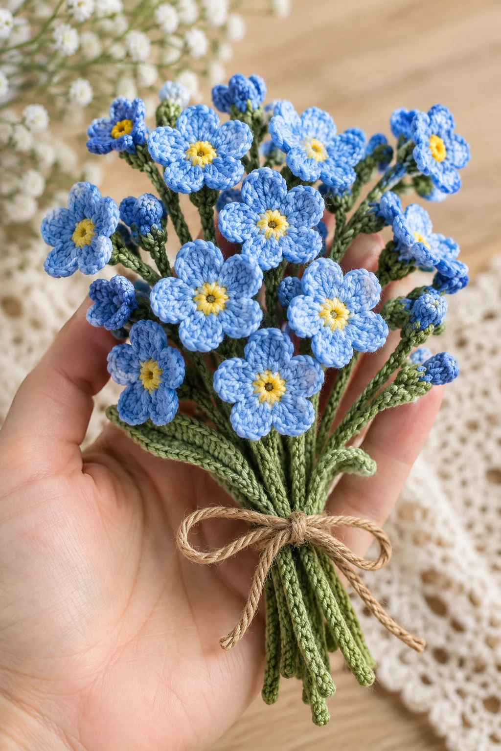 Crochet Forget-Me-Not Flowers — crochet flower tutorial style outfit