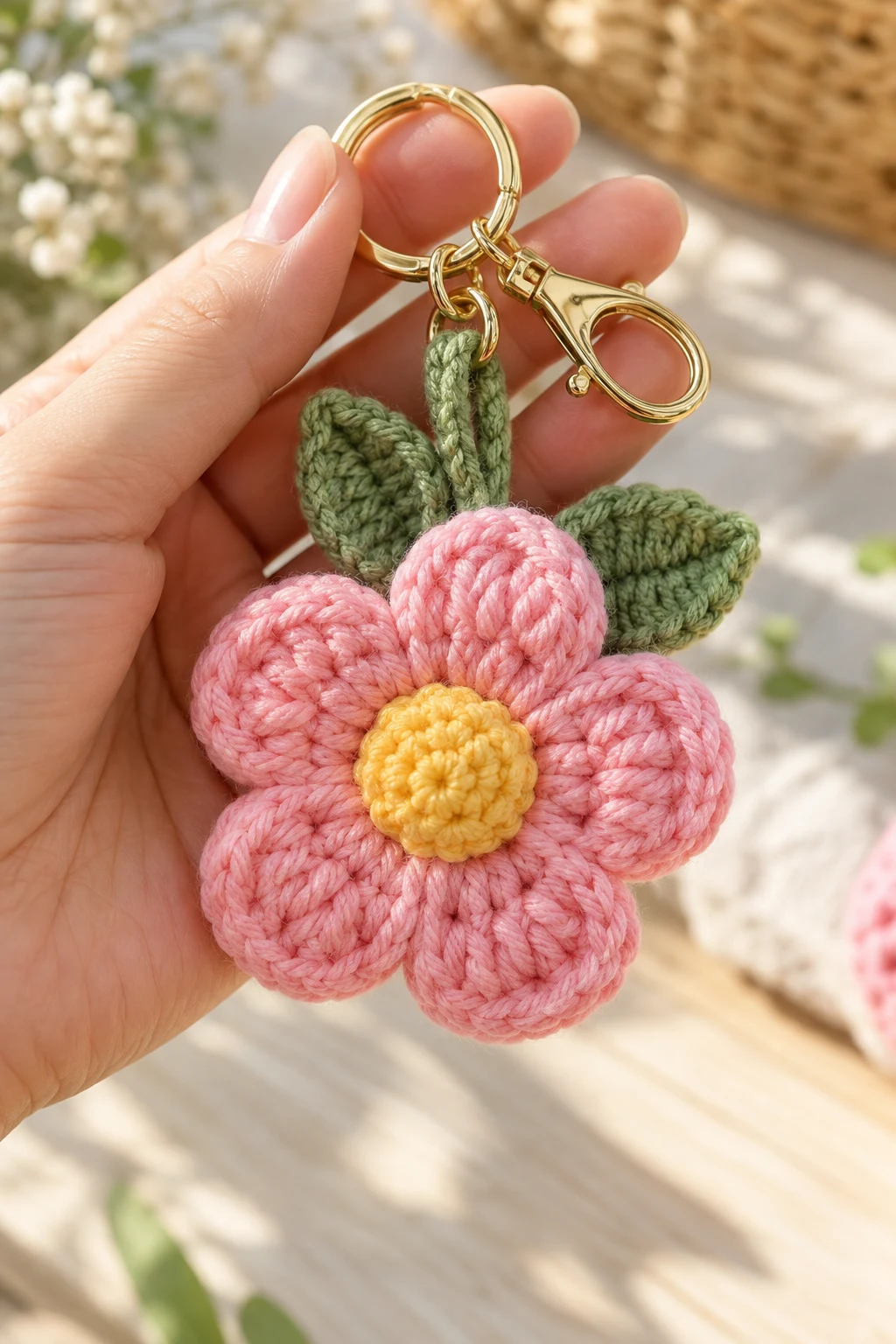 Beginner-Friendly Five-Petal Crochet Keychain — crochet flowers keychain style outfit