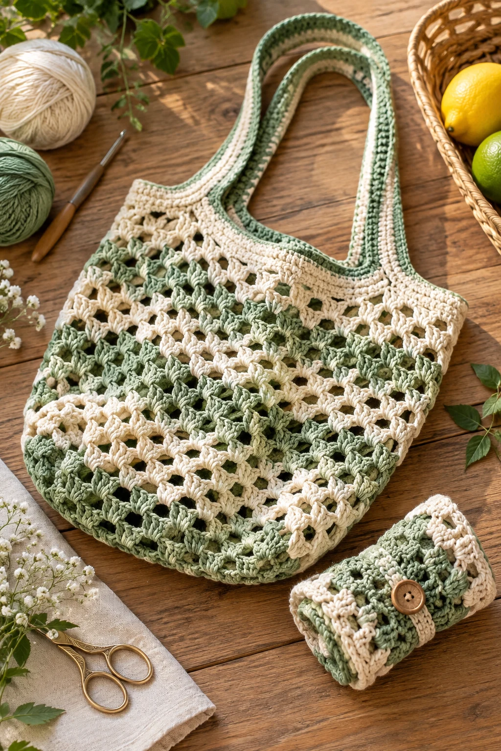 Compact Crochet Foldable Shopping Bag Pouch — crochet foldable market bag style outfit