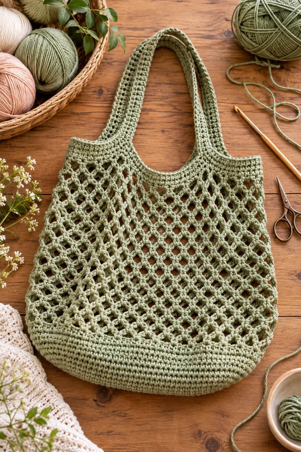 Crochet Foldable Market Bag Free Pattern Style — crochet foldable market bag style outfit