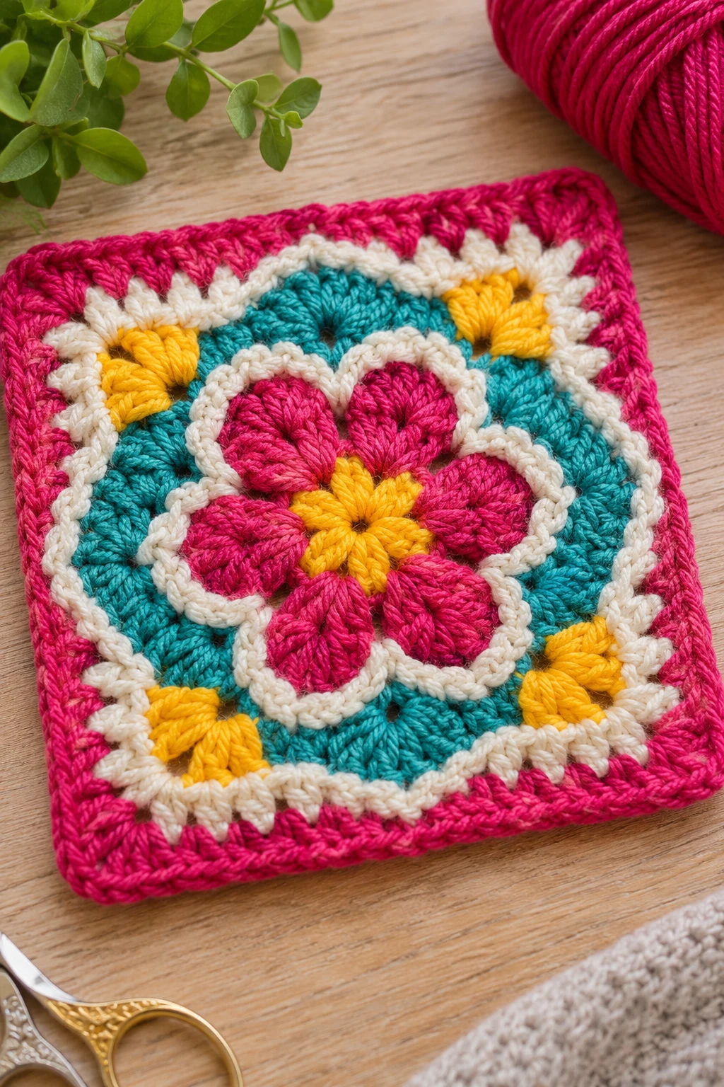 The Bold African Flower Granny Square — crochet granny square pattern free