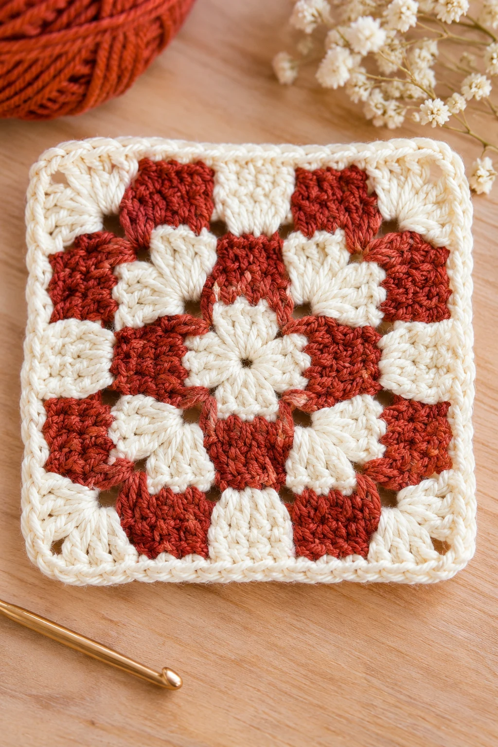 The Retro Checkerboard Granny Square — crochet granny square pattern free