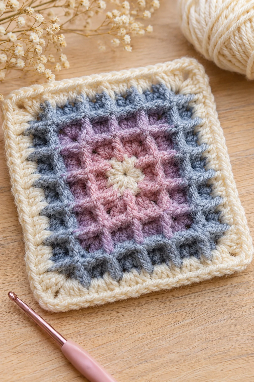 The Textured Waffle Granny Square — crochet granny square pattern free