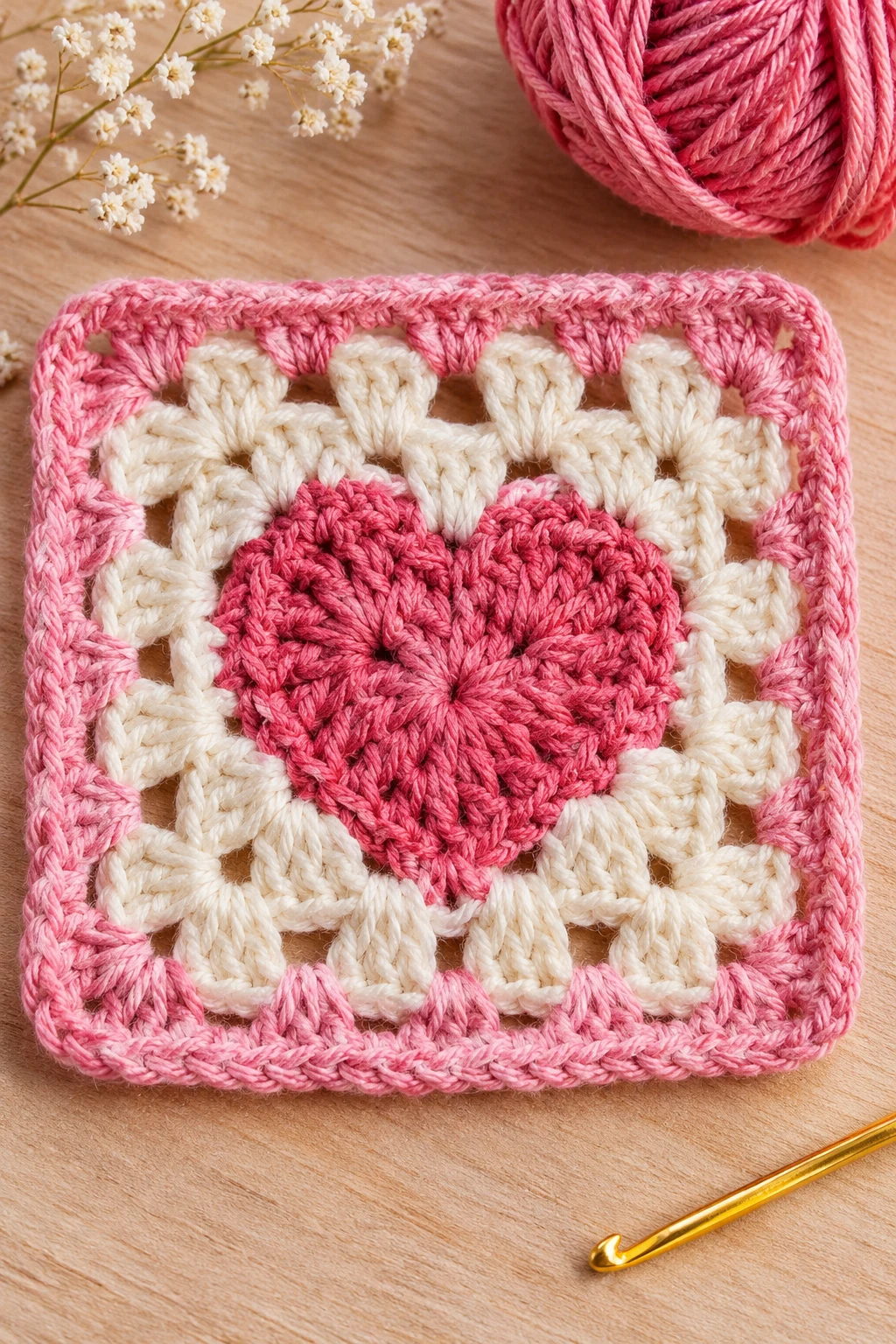 The Romantic Heart Granny Square — crochet granny square pattern free