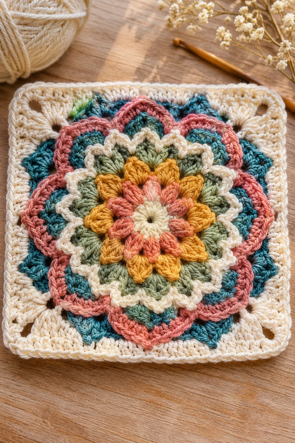 The Boho Mandala Granny Square — crochet granny square pattern free