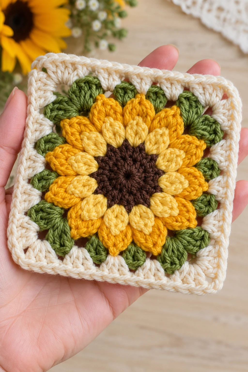 The Sunflower Granny Square — crochet granny square pattern