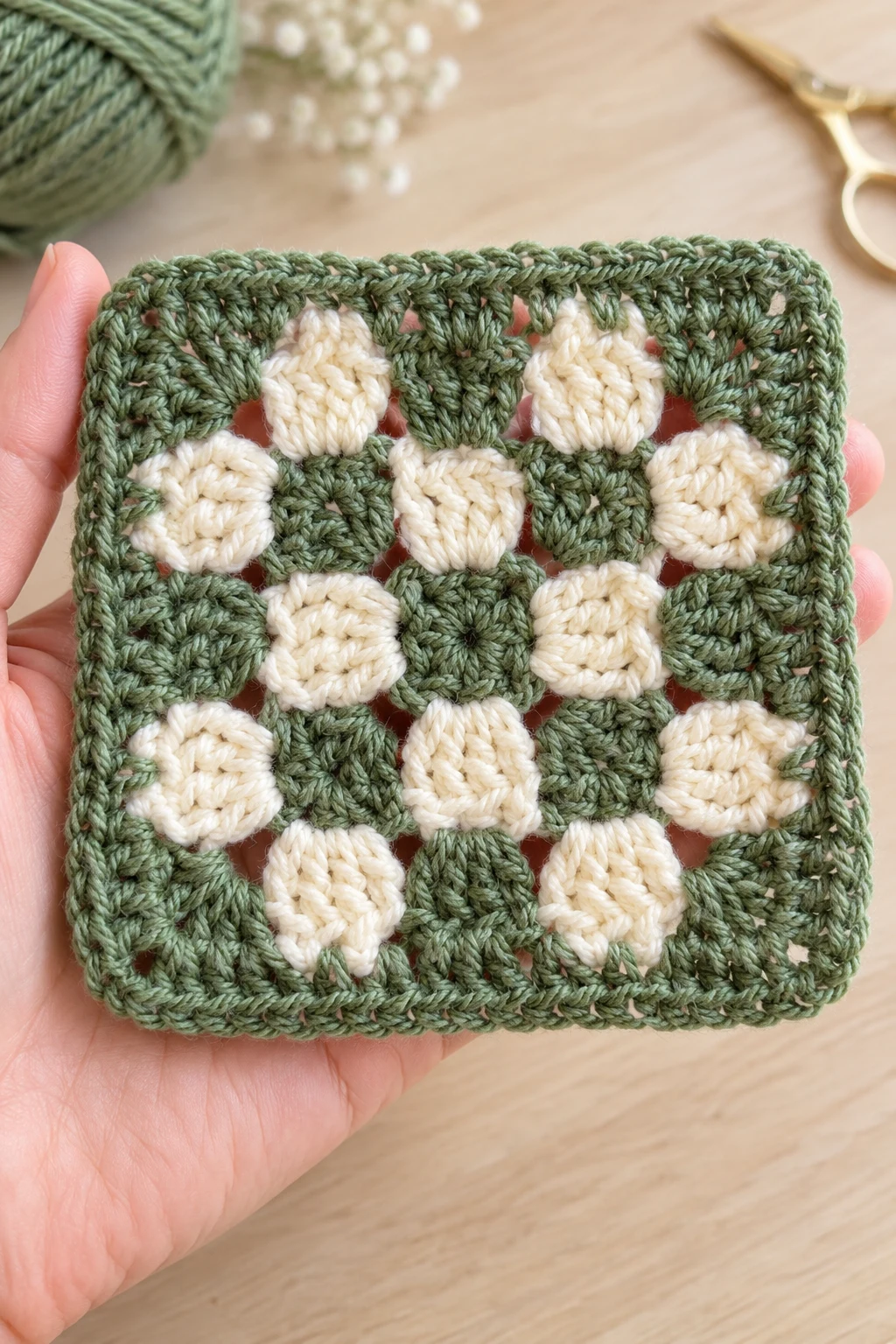 The Checkerboard Granny Square — crochet granny square pattern