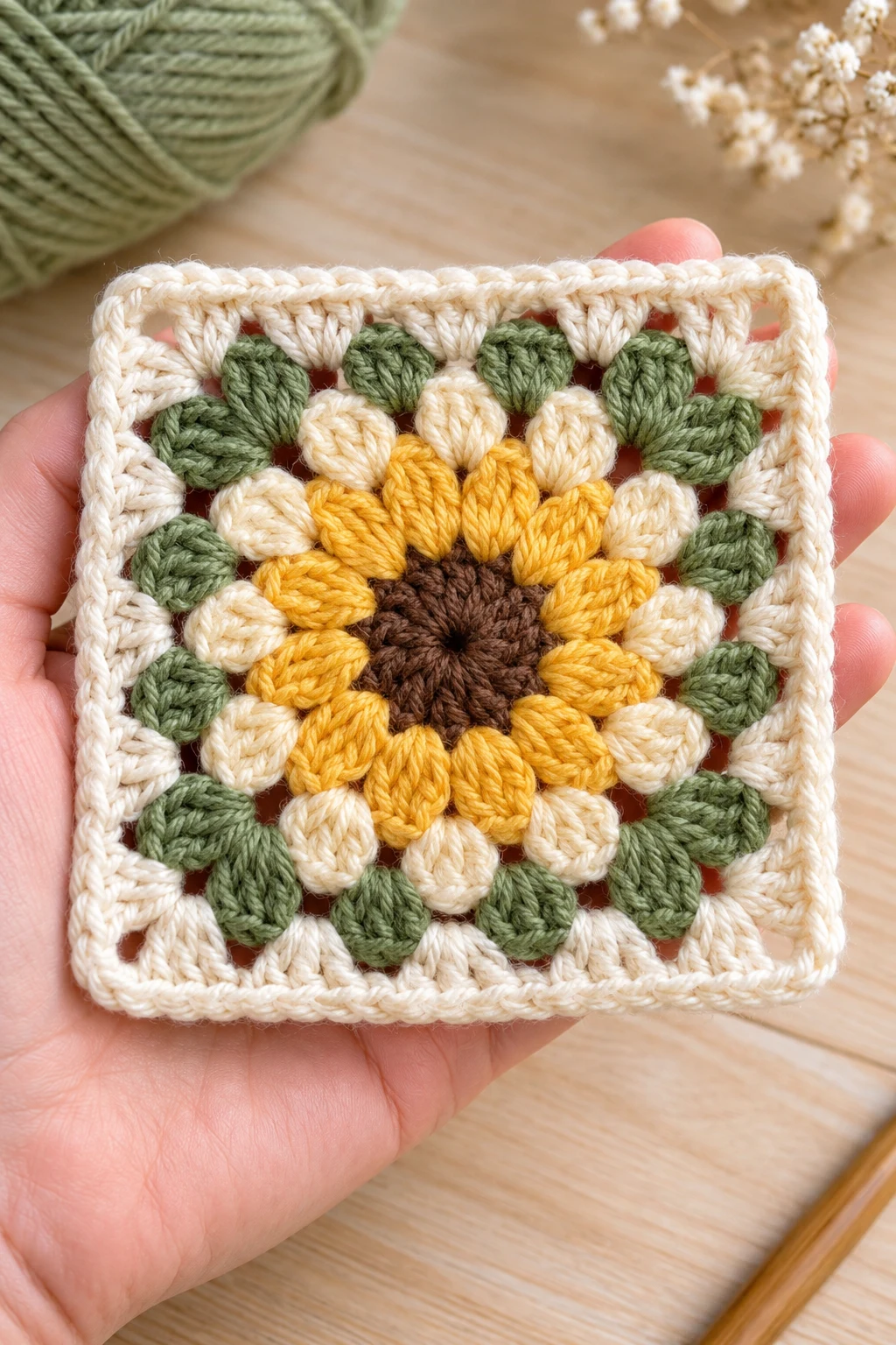 The Sunburst Granny Square — crochet granny square pattern