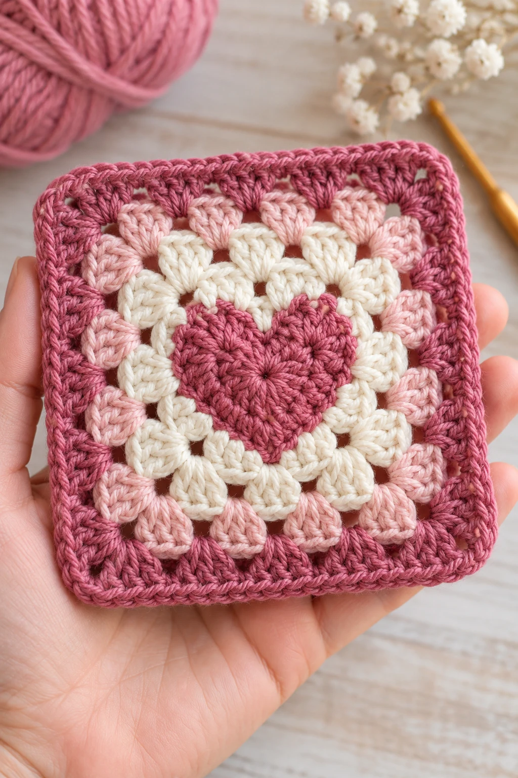 The Heart Center Granny Square — crochet granny square pattern