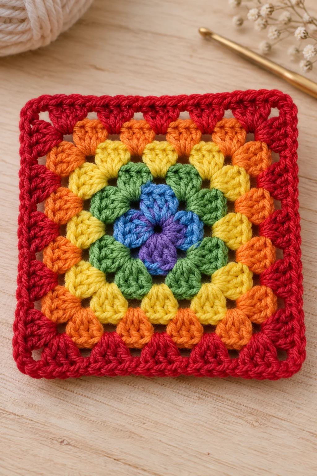 The Rainbow Granny Square — crochet granny square pattern
