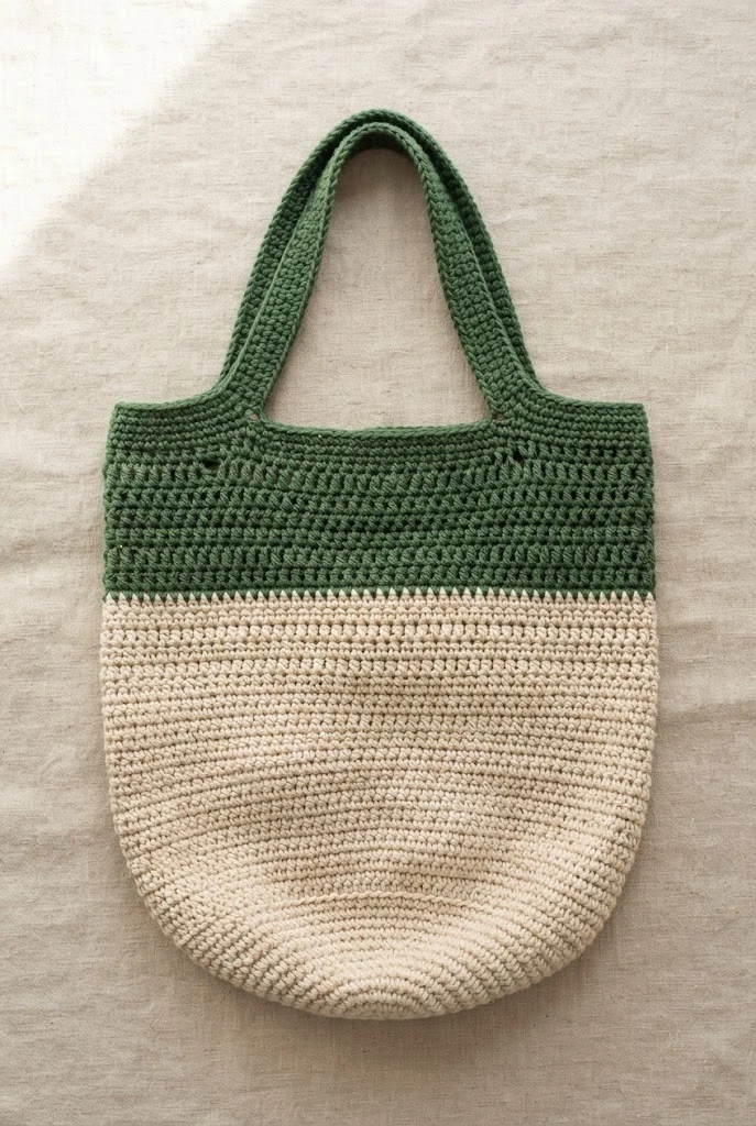 The Two-Tone Grocery Bag — crochet grocery bag pattern free