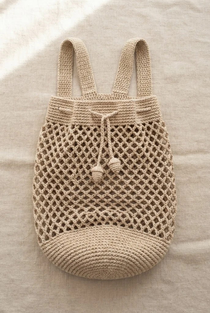 The Farmers Market Mesh Backpack — crochet grocery bag pattern free