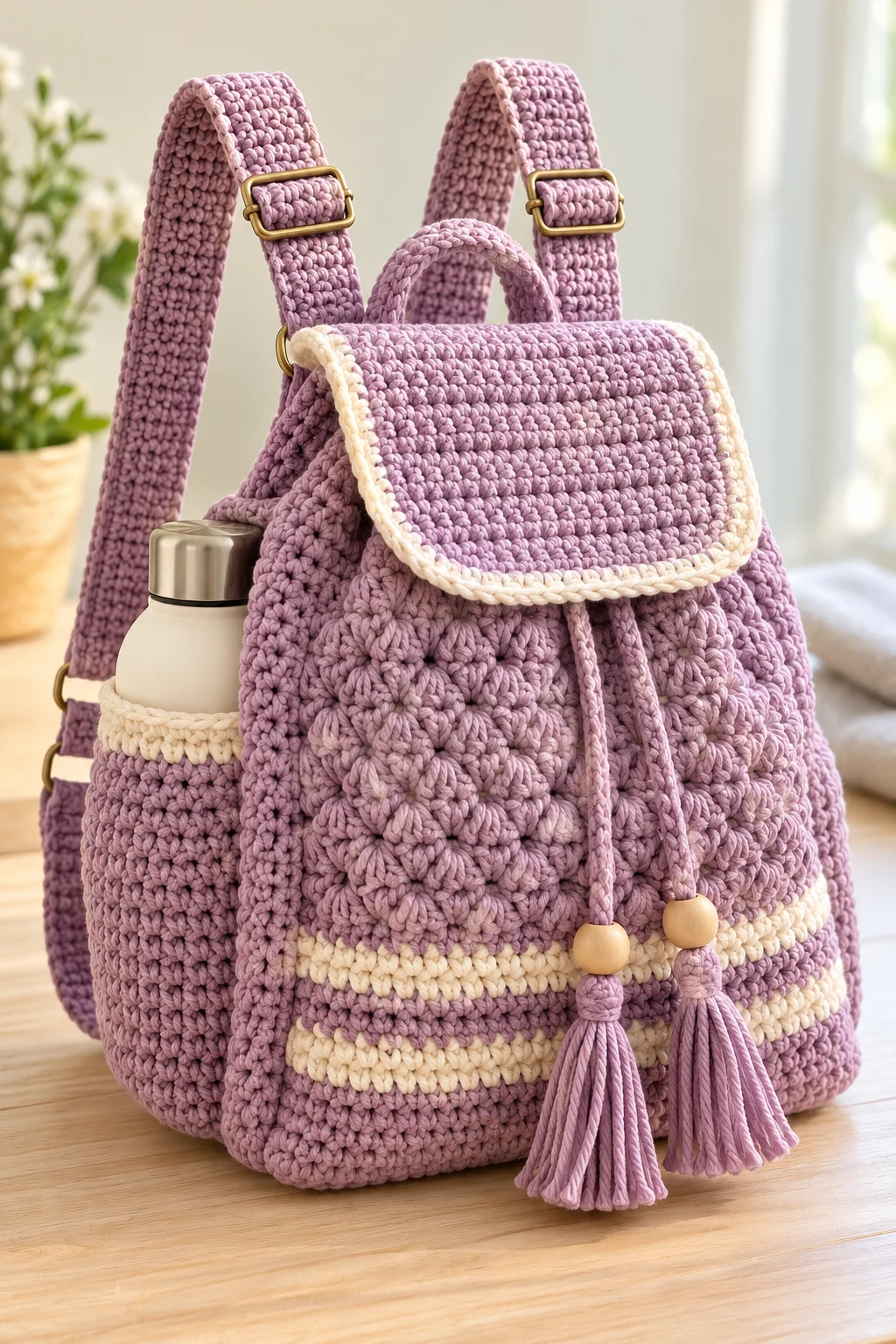 Crochet Gym Backpack With Adjustable Straps — crochet gym bag