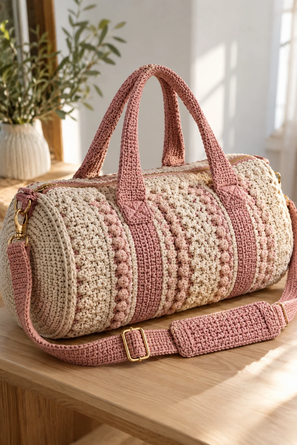 Luxury-Inspired Crochet Duffle Bag — crochet gym bag