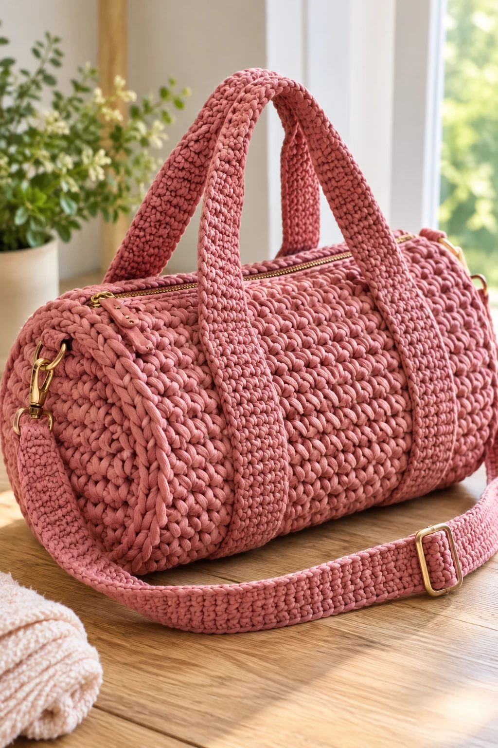 Chunky Modern Crochet Gym Bag — crochet gym bag