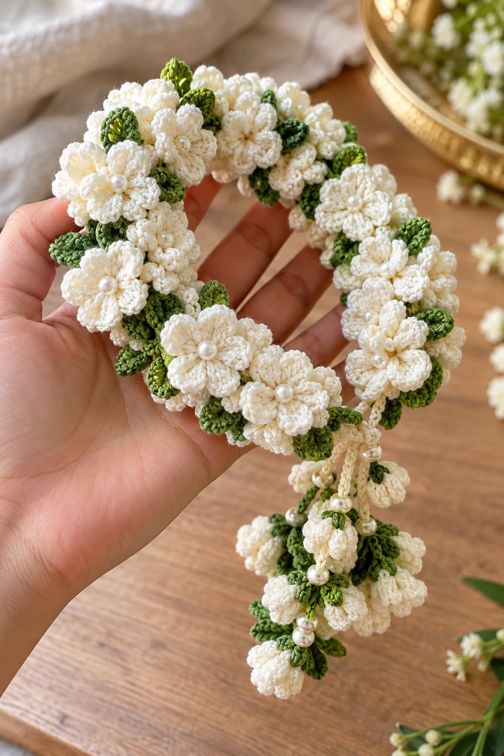 Crochet Gajra for Traditional Hairstyles — crochet hair accessories style outfit