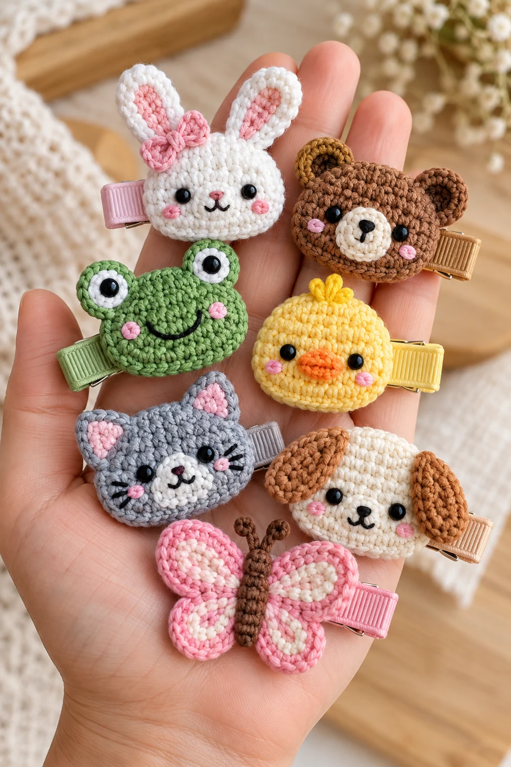 Crochet Hair Accessories for Kids: Animal Clips — crochet hair accessories style outfit