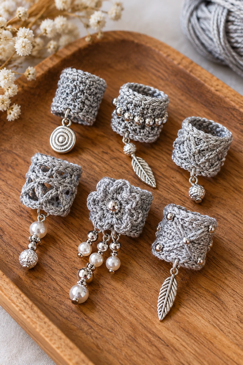 Silver Crochet Accents for Braids and Locs — crochet hair accessories style outfit
