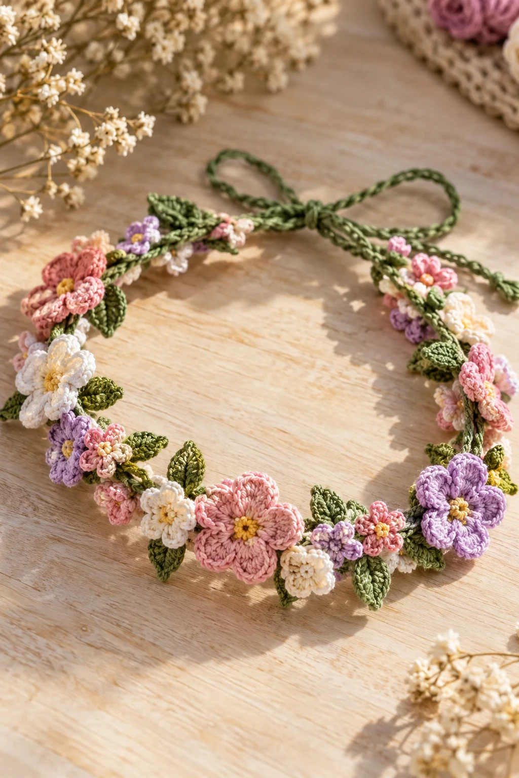 Crochet Flower Hair Garlands — crochet hair accessories style outfit