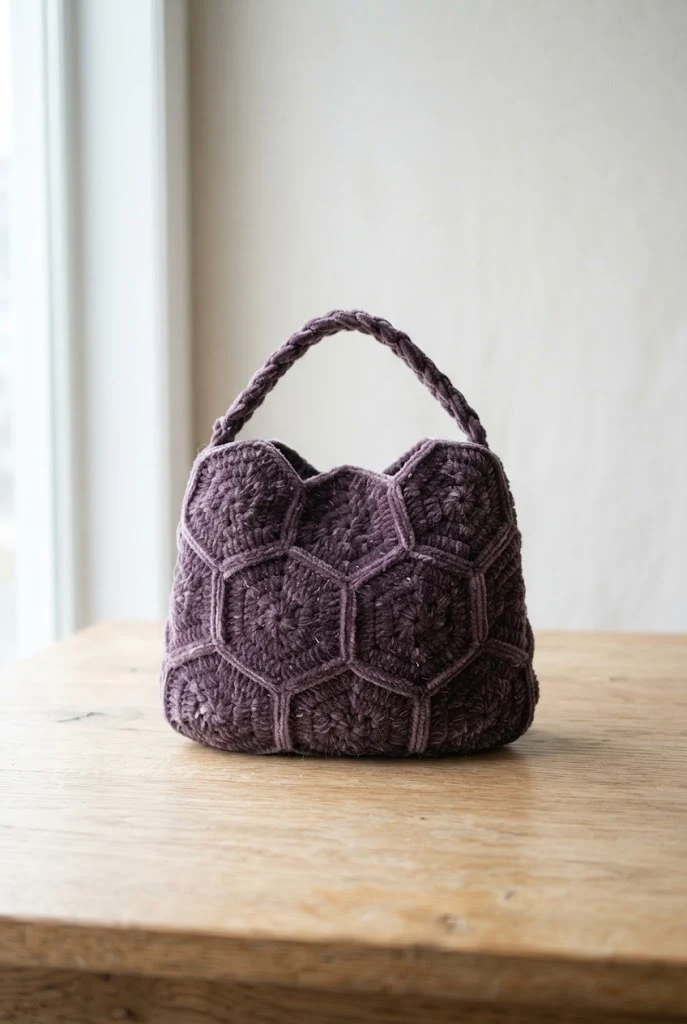 Velvet Evening Hexagon Handbag — crochet hexagon bag style outfit