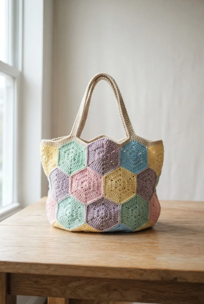 Pastel Easter Picnic Basket — crochet hexagon bag style outfit