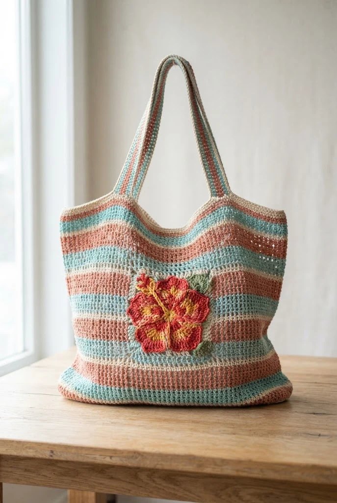 Oversized Cabana Hibiscus Beach Bag — crochet hibiscus bag style outfit