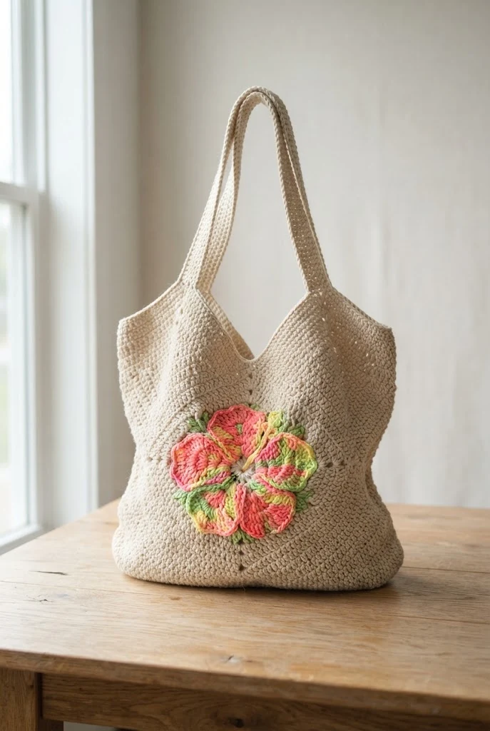 Neon Hibiscus Beach Companion — crochet hibiscus bag style outfit