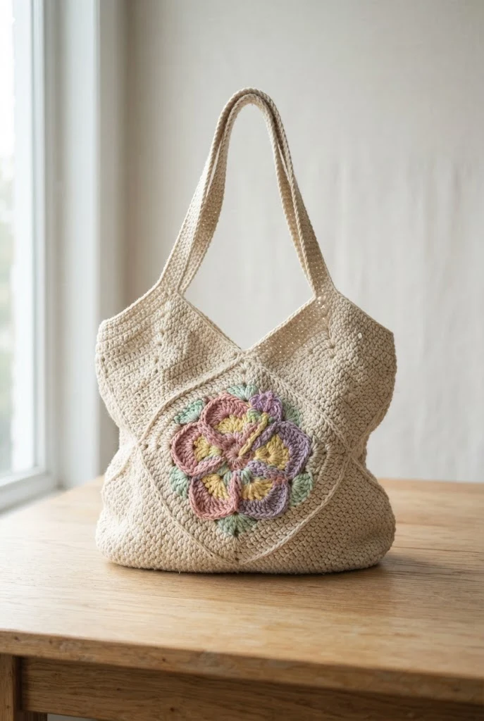 Pastel Island Hibiscus Handbag — crochet hibiscus bag style outfit