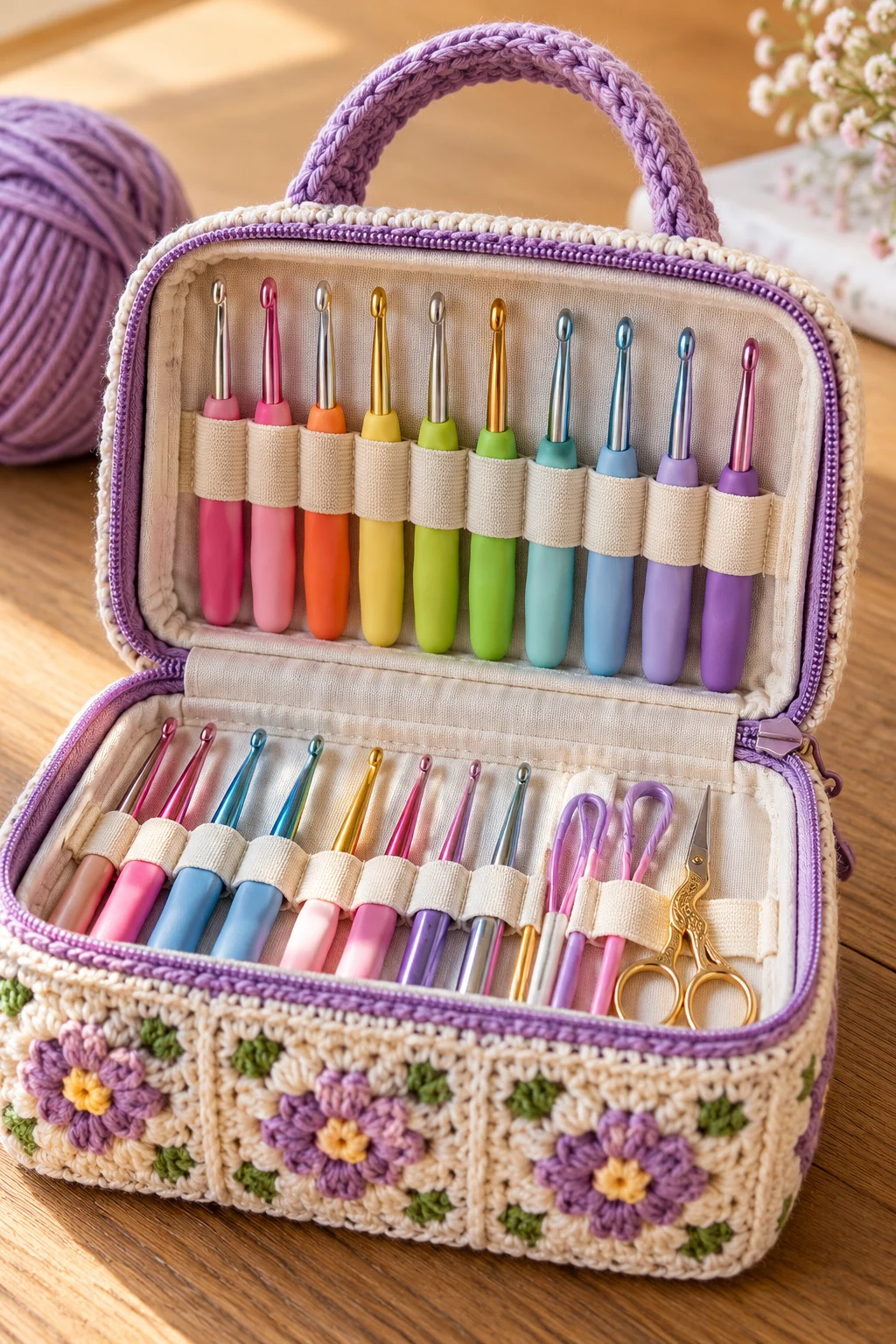 Crochet Hook Bag With Individual Elastic Loops — crochet hook bag