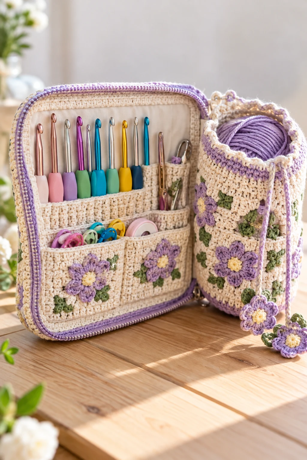 Crochet Hook Bag With a Matching Yarn Pocket — crochet hook bag