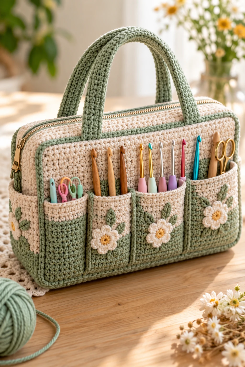 Travel-Friendly Crochet Hook Bag With Handles — crochet hook bag
