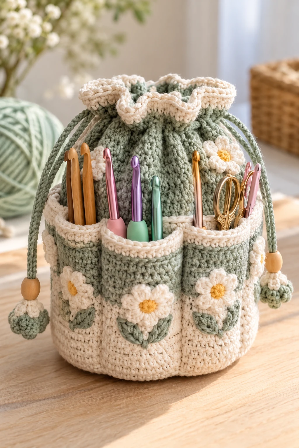 Drawstring Crochet Hook Bag — crochet hook bag
