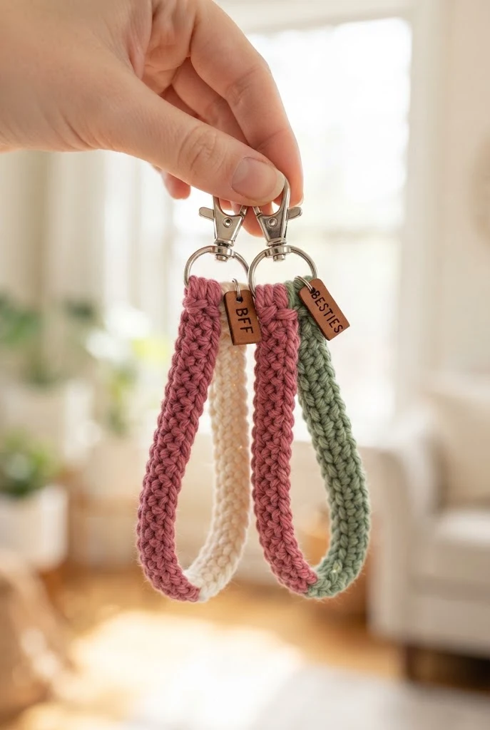 Custom Colorblock Wristlet Keychains — crochet ideas for best friends style outfit