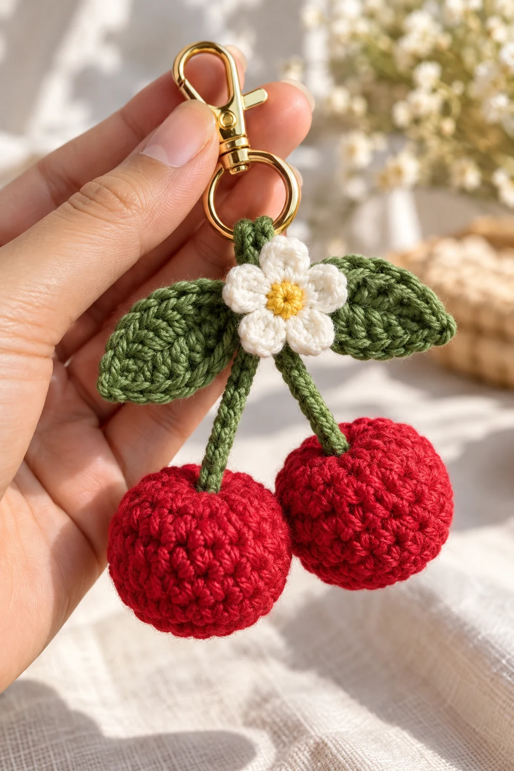 Sweet Crochet Cherry Bag Charm — crochet inspo small projects style outfit