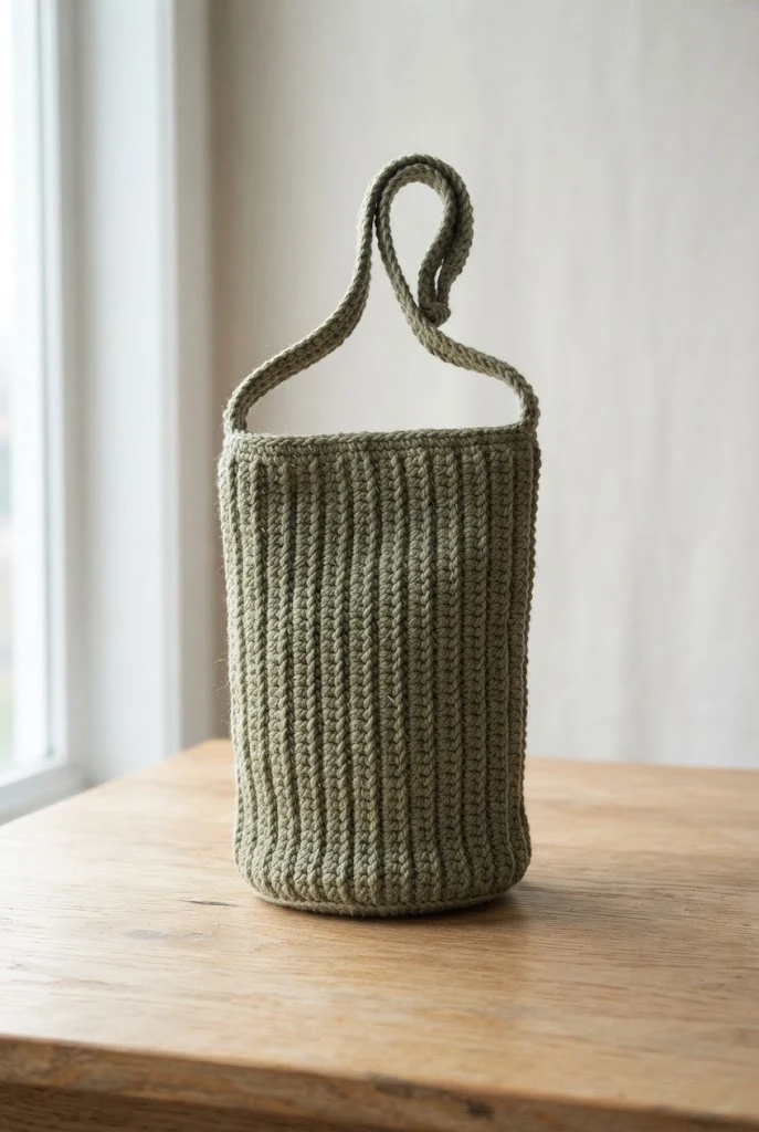 Sage Green Ribbed Hydration Pouch — crochet ipad bag style outfit