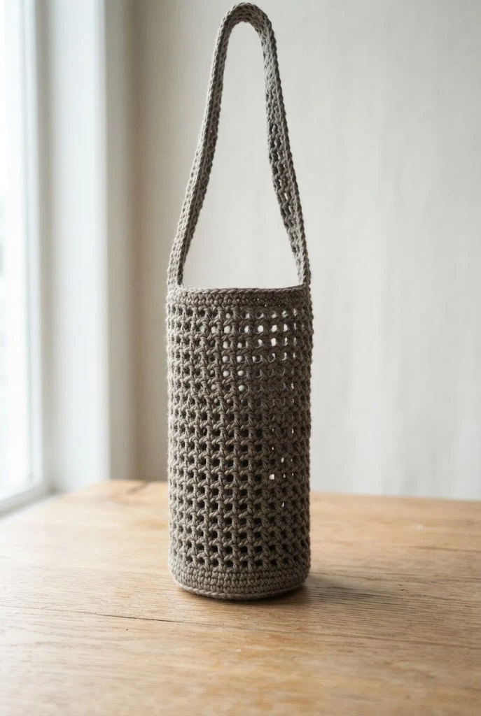 Minimalist Charcoal Mesh Drink Bag — crochet ipad bag style outfit